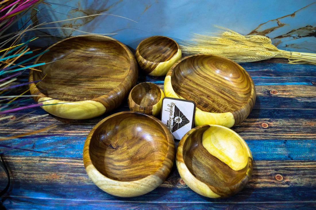 Egypt Antiques Bowl Wood Sarsoeh 6 Pieces Different Sizes Healthy Completely Natural Colors From Agibet Intex (20 cm)