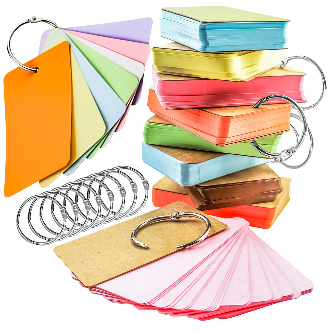 400 Pcs Flash Cards 2x3 Inch Index Cards with Ring Lined Note Card Bood Flashcards, Mini Flash Cards 2x3 Colorful Card Pad Index Note Bood 2x3 Notecards for Studying School Supply College