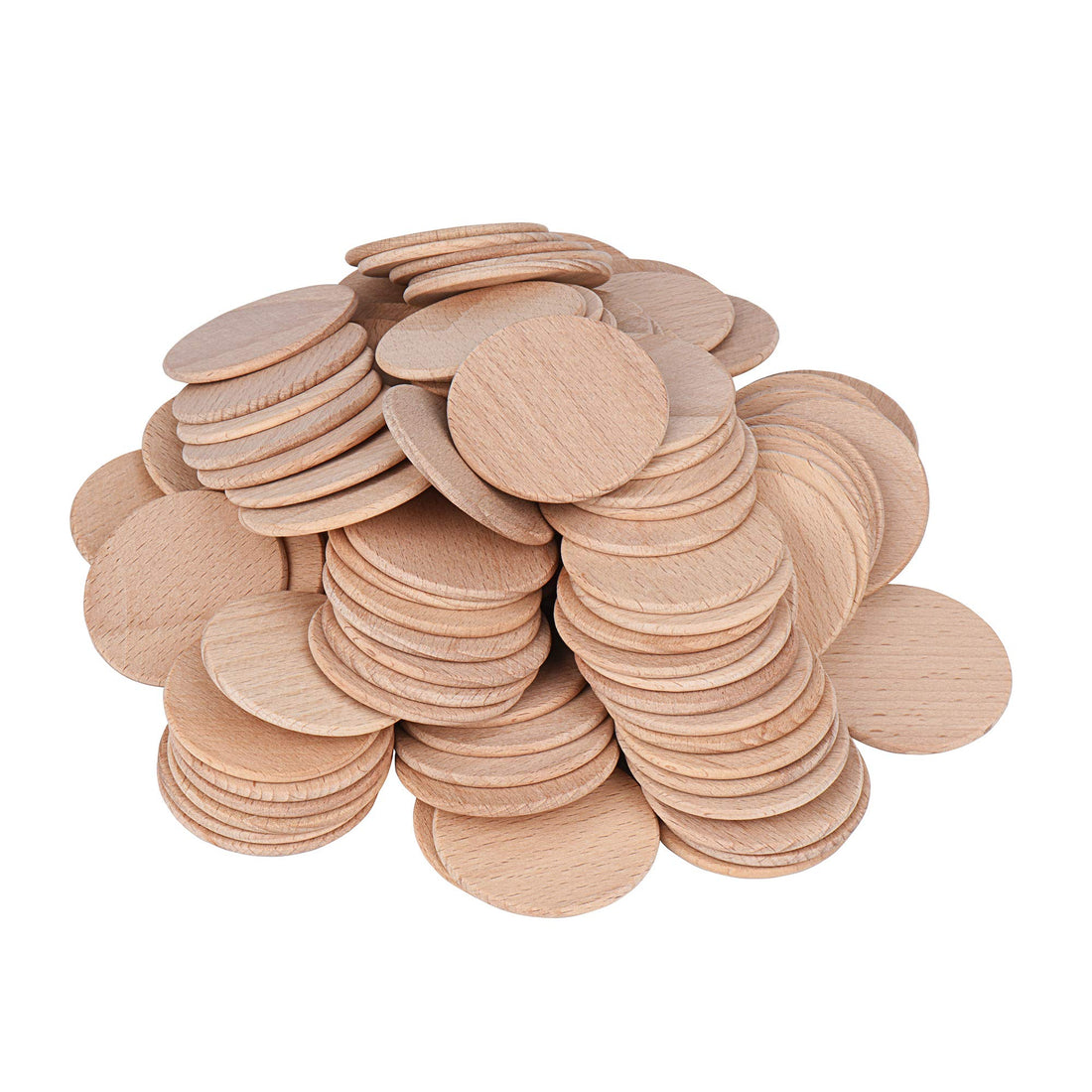 100pcs Natural Wood Slices Unfinished Round Discs Wooden Circles Ready to Be Painted and Decorated (30mm/1.18inch)