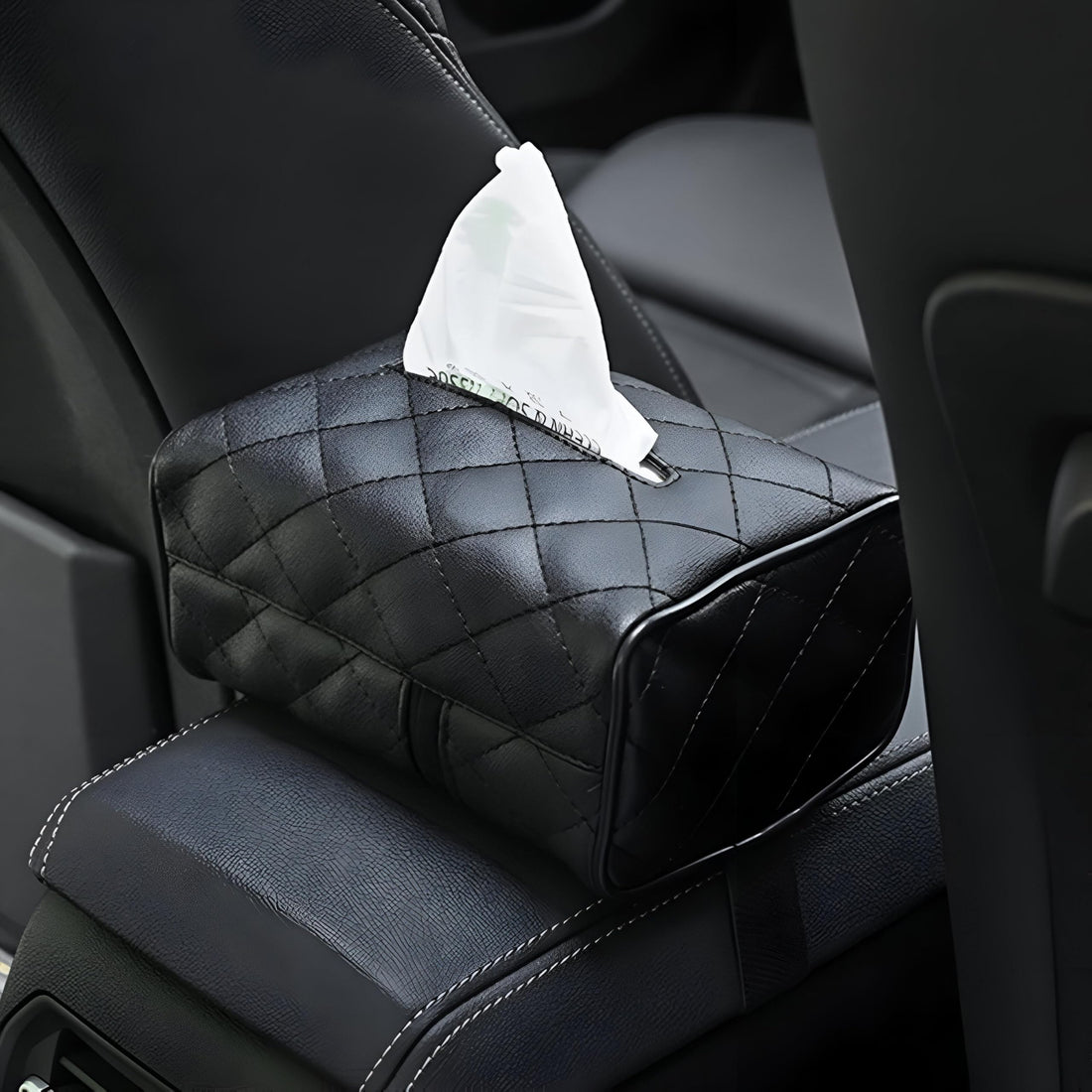 Car tissue box cover-elegant faux leather organizer for your car, perfect for keeping tissues handy and your car stylish (1pc)