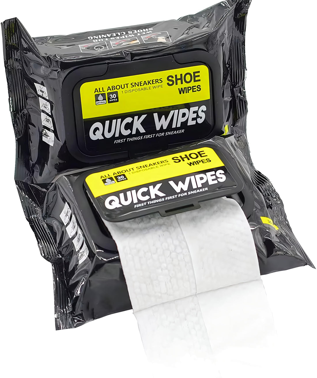 Quick Wipes Shoe Cleaner (2 Pack, 60 Pcs) – Multi-Purpose Disposable Wipes for Multipurpose - Sneakers, Bags & More