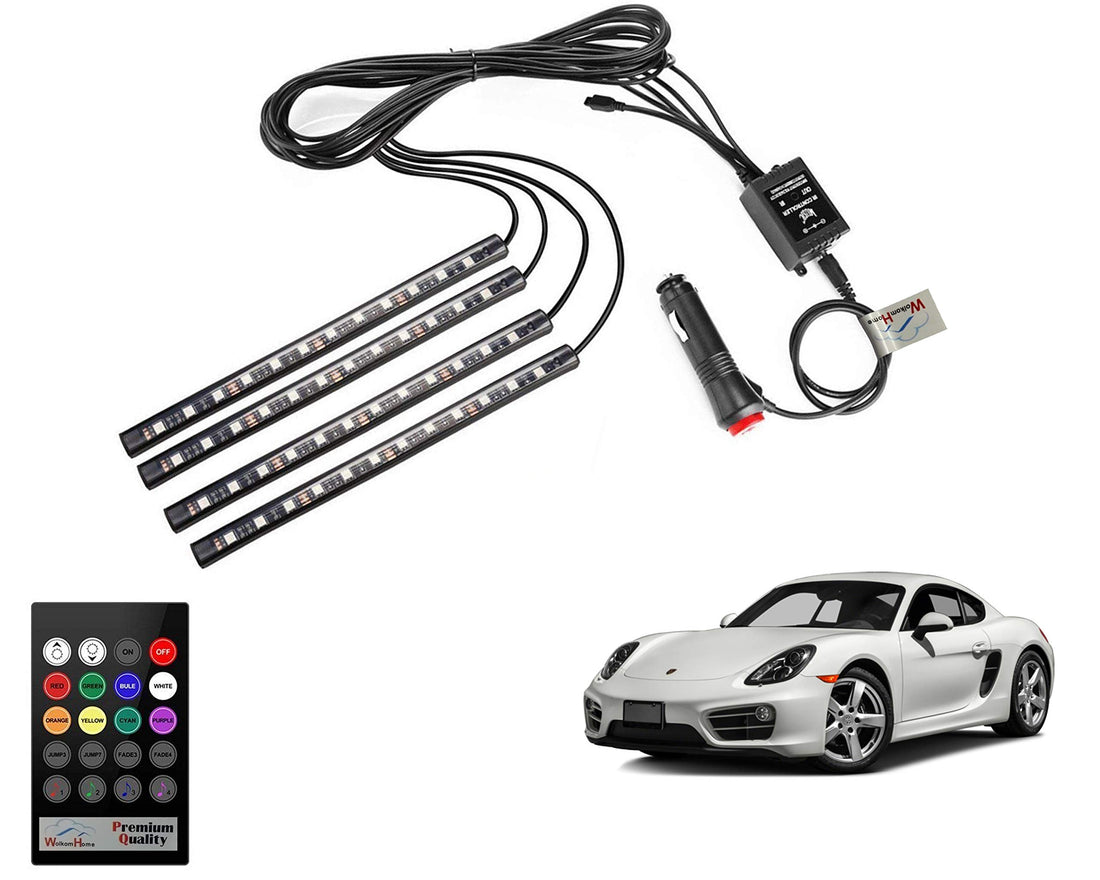 WolkomHome - LED RGB Car Interior Decorative Atmosphere Strip Music reactive Sounds Active Disco Equalizer Best Light for Porsche Cayman
