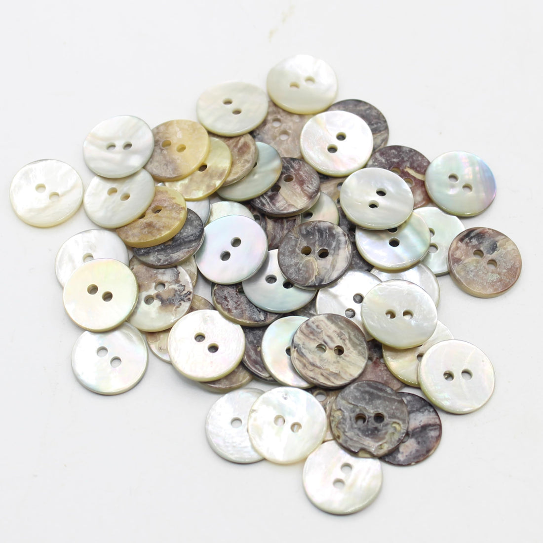 LEDUC Pack of 50 Natural Akoya Mother-of-Pearl Buttons Size 13 mm 2 Holes Italian Quality Ideal for Clothing Making or for Any Hobby
