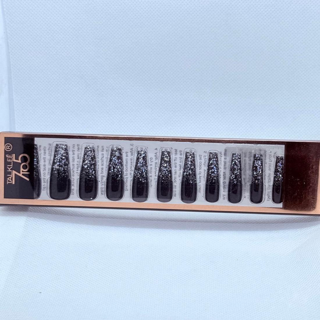 Long Coffin Press On Nails for Women – Luxury Fake Nails Set, Nude, Red, Pink, Black, White & Grey, Party & Bridal Style (Black)