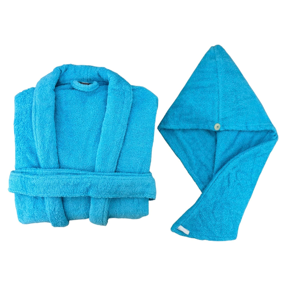 Jacquarddina Luxury Plain Bathrobe & Bonnet Set with Comfortable Design, Spacious Pockets & a Belt for Women (100% Cotton, Soft & Super Absorbent) for use in Spa/at Home