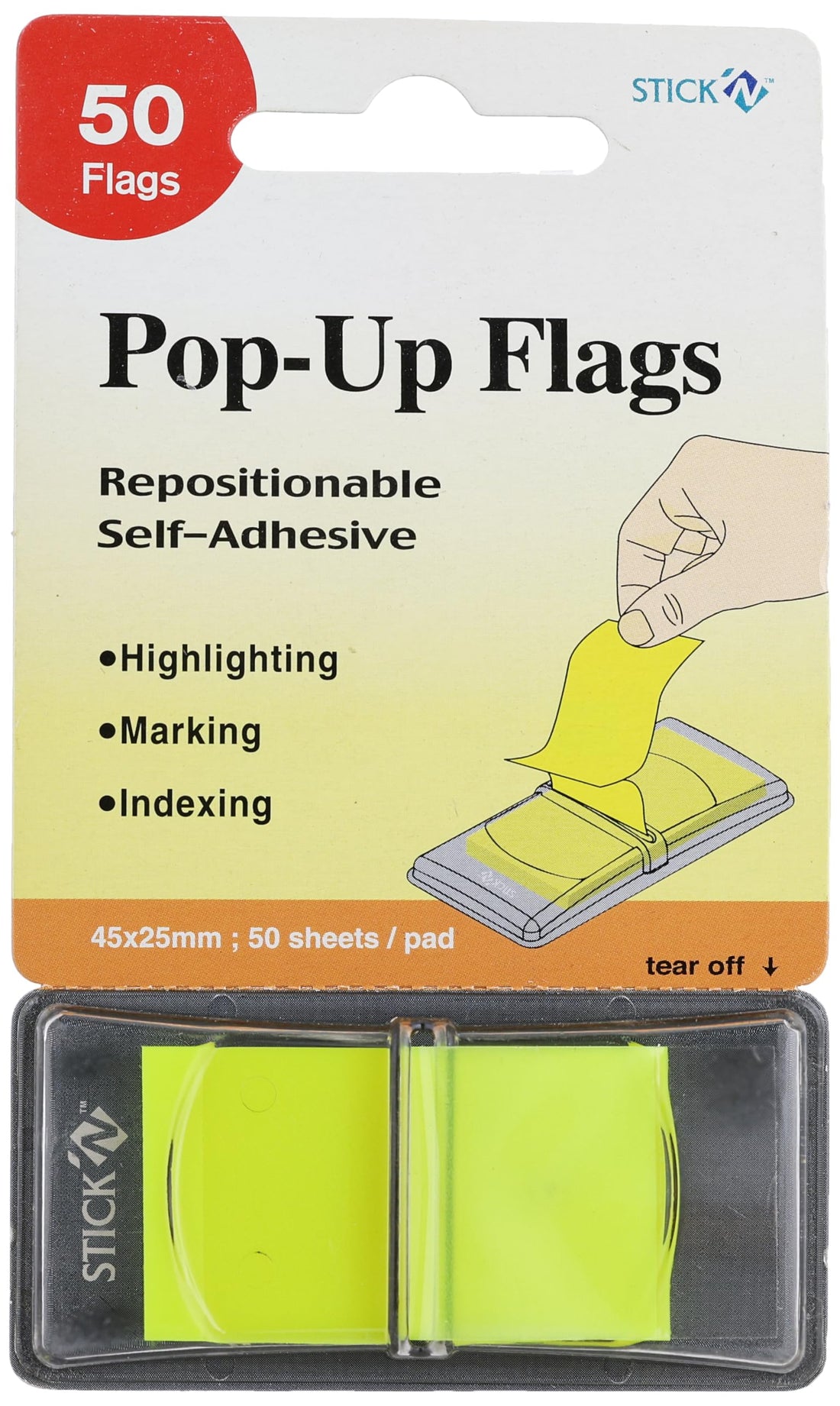 HOPAX-Stick'n 26010 Sticky Note 45X25 mm - Neon Lime, 50 Sheets