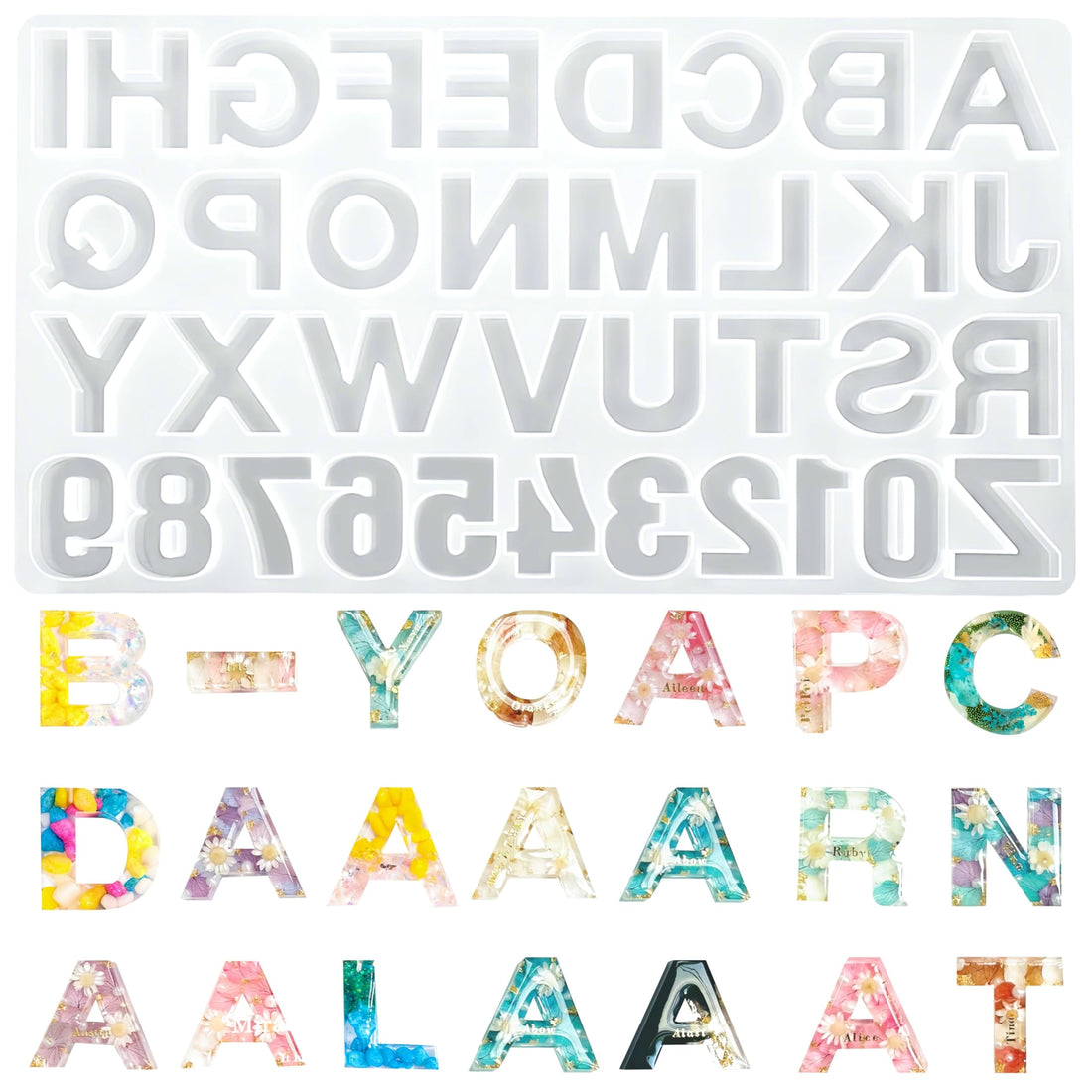 Resin Molds Silicone Resin Mold Epoxy Molds Silicone Molds for Resin Kit Resin Casting Alphabet Resin Molds Resin Keychain Molds Reversed Letter Number Molds DIY Craft Molds
