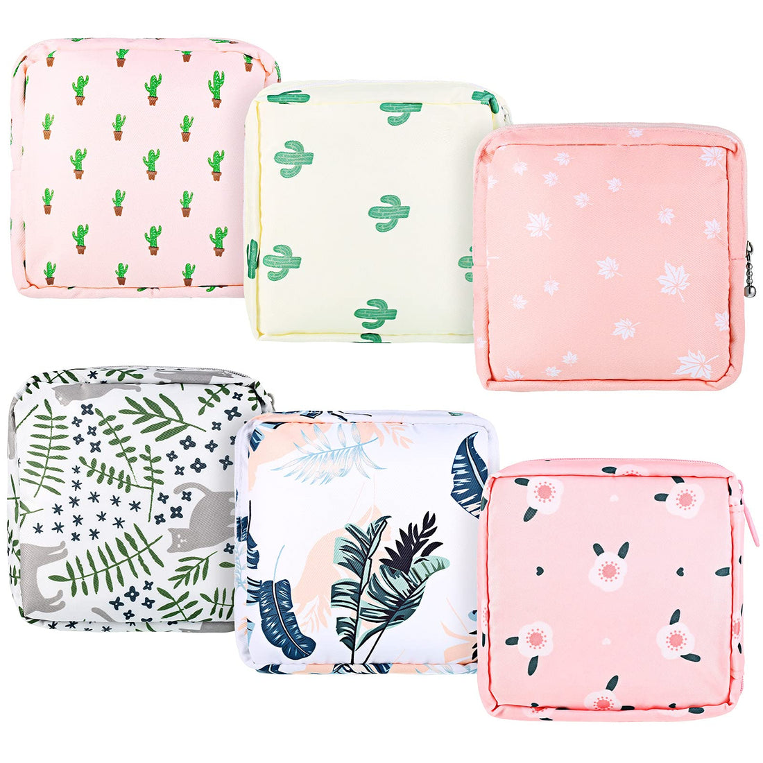 Sanwuta 6 Pieces Sanitary Napkin Storage Bag Menstruation First Period Pouch Tampon Pouches for Girls Pad and Tampon Holder Portable Pad Travel Bag Tampons Collect Bag for Teen Girls Women Ladies