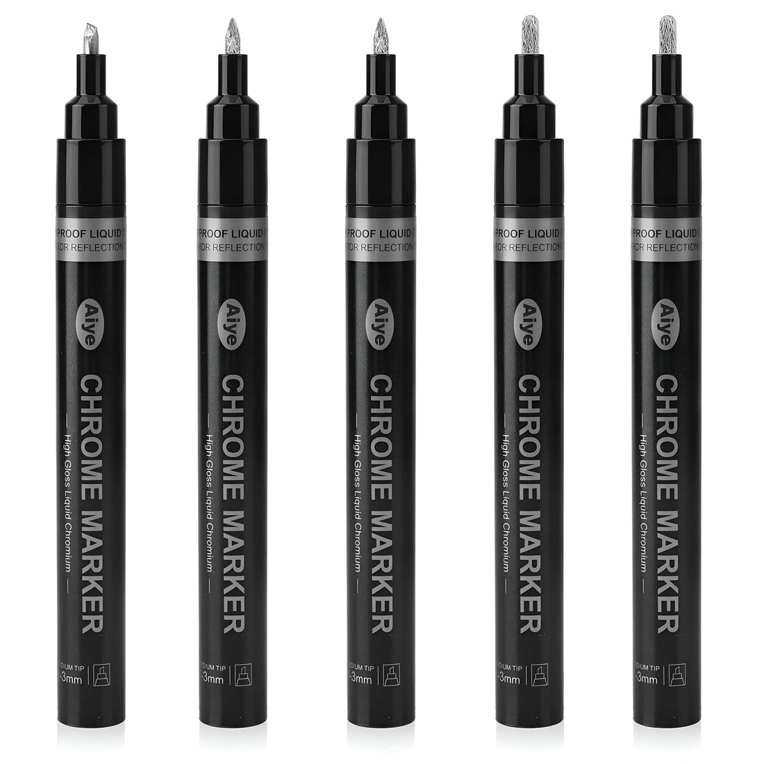 Liquid Chrome Pens - Ultimate Mirror Effect Paint Markers, Achieve High-Gloss, Reflective Chrome Finishes on Art Projects, Perfect for Metal, Glass, and Plastic (Quick-Drying & Durable) (5)