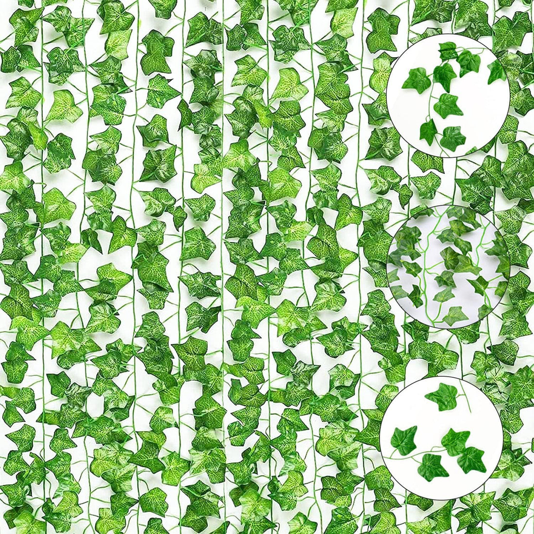 Suntop 7ft Artificial Ivy Leaf Garland Craft Garland Fake Green Plants Flowers Green Leaf Garden Garden Restaurant Wedding Decor Set of 12