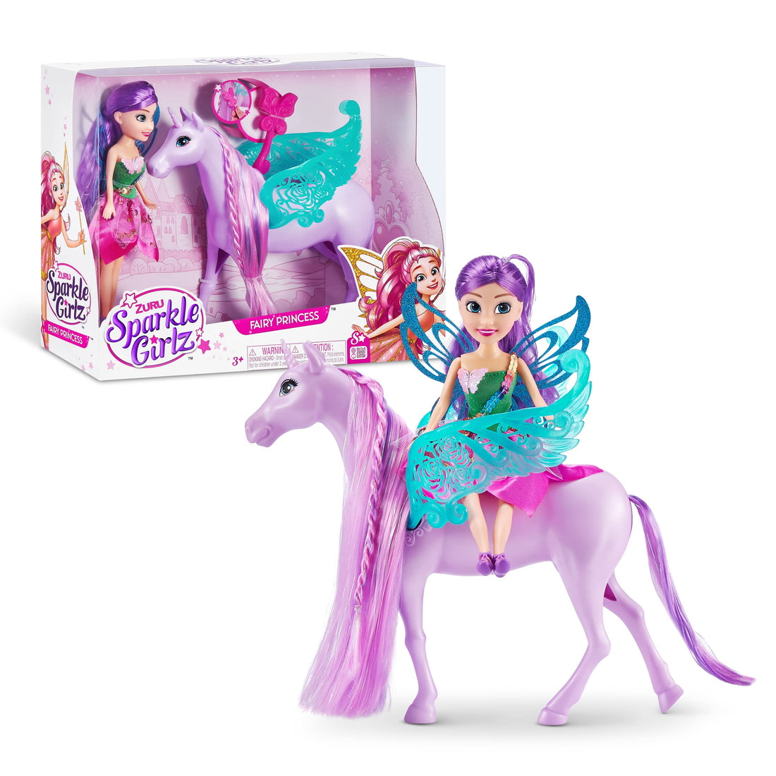 SPARKLE GIRLZ 100413 Fairy Princess with Unicorn Doll Set Collectible Fashion Toy, Medium
