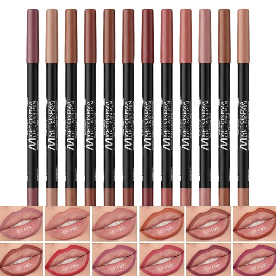 12 Colors High Pigmented Smooth Lip Liner Set, Long Lasting Fade Resistant Lip Pencil, Smudge-proof & Waterproof Red Nude Matte Velvet Lipstick Pen