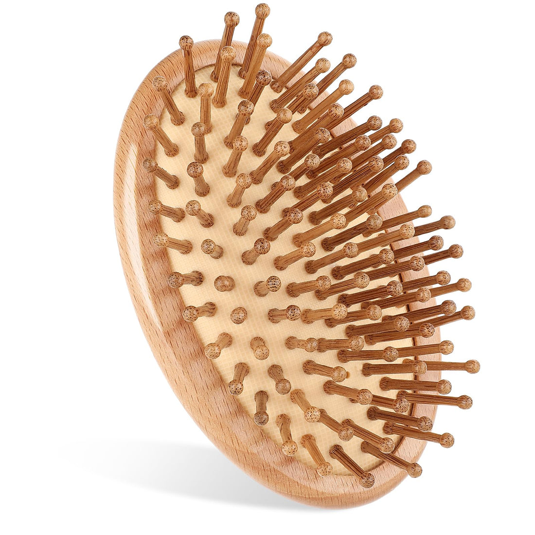 Natural Bamboo Hair Brush without Handle Bamboo Massaging Scalp Growth Bamboo Massage Comb Round Portable Bamboo Comb Anti-Static Air Cushion Hairbrush Detangling Brush for Women Mini Hairbrush