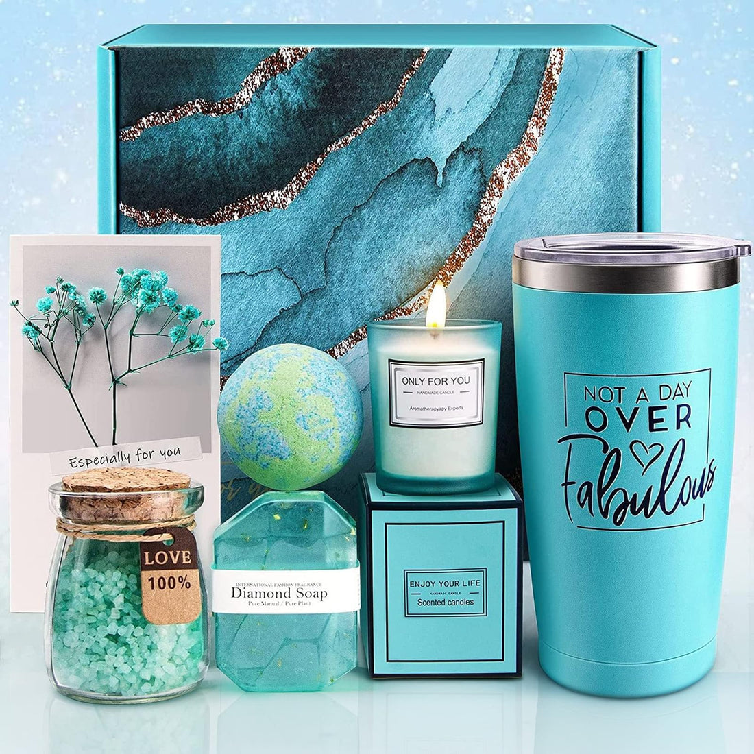 Joyzzz Spa Gift Set for Women, 7 PCS Bath Gift Set with Gift Box, Unique Relaxation Spa Gift Basket Set, Self Care Spa Gift, Unique Gift Idea Set for Mom, Wife, Sister, Best Friend, Coworker