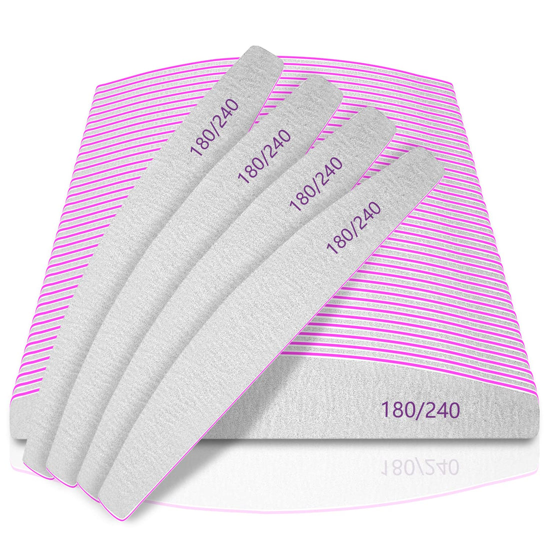 BLESWIN Pack of 50 Nail Files 180/240, Nail Files Natural Nails, Double-Sided Files for Gel Nails, Acrylic Nail File, Professional, Washable and Reusable