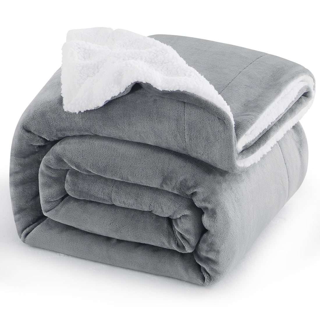 Aisbo Sherpa Fleece Blanket Grey Throws - Thick Warm Soft Throw Blanket for Bed Double Size, 150x200cm Fluffy Microfiber Solid Twin Blankets for Sofas Couch, Gray