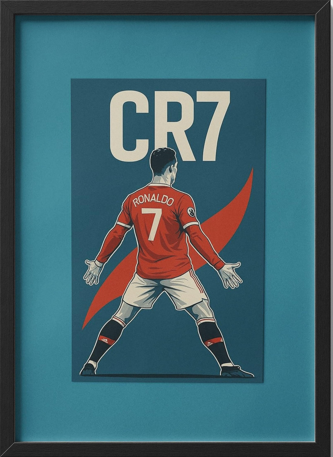 Cristiano Ronaldo CR7 Framed Wall Art, Black Frame, 40x30 cm, Sports Theme Wall Hanging