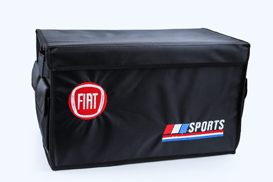 Car trunk organizer storage box foldable, with small pockets,cargo container bag compartments boot organizer - black * multi colors(fiat)