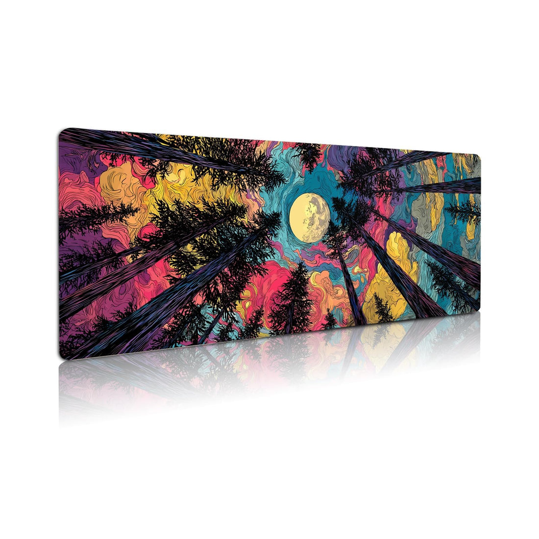 Extended Gaming Mouse Pad, Large Mouse Mat 3 mm Nature Rubber Base Mousepad with Stitched Edges, Non-Slip Desk Mat for Office Home Great Gift 31.5x11.8 Inch (Starry Forest 1)