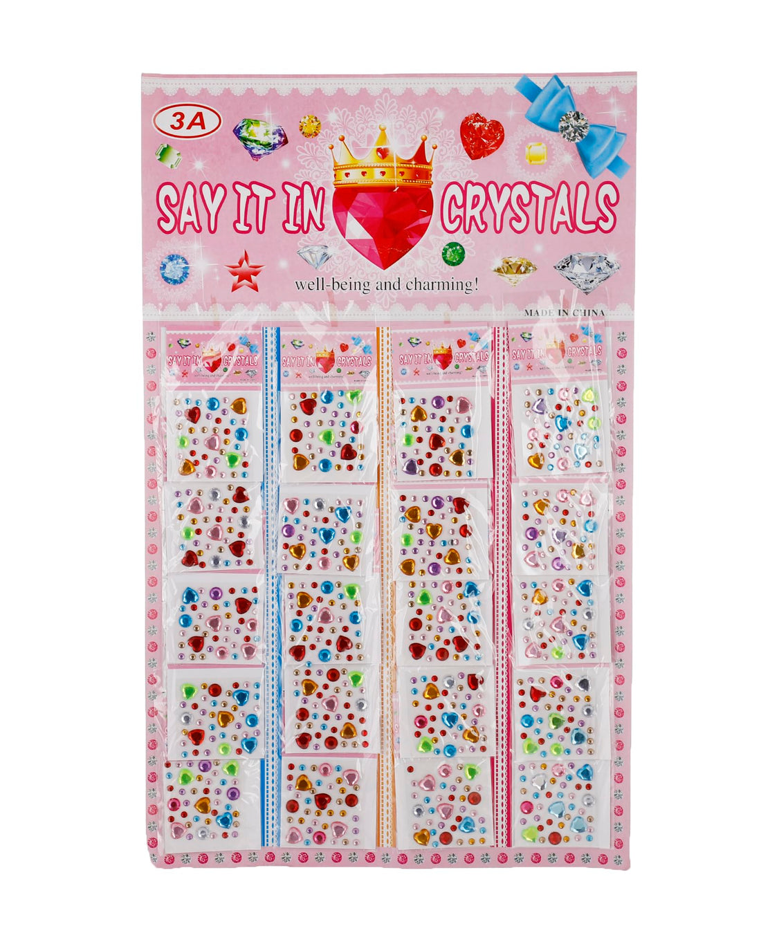 3A 21915-15 Crystal Plastic Sticker Set Of 20 Pieces For Girls - Multi Color