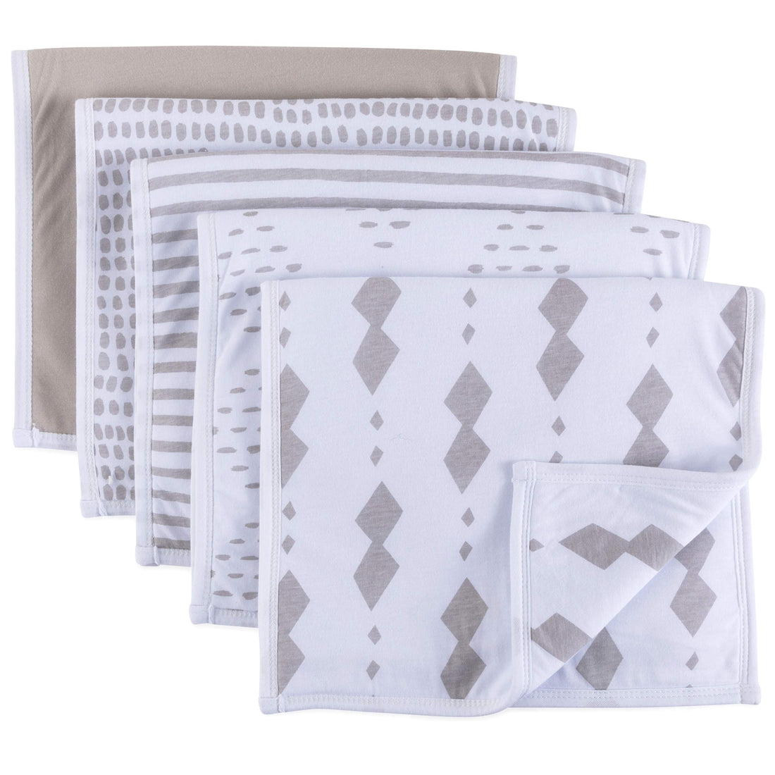 Moro Baby Burp Cloth, Ultra Absorbent Reversible Jersey Cotton Large Burp Cloths, Cloth Diapers 20" X 12" 5 Pack (Taupe Grey)
