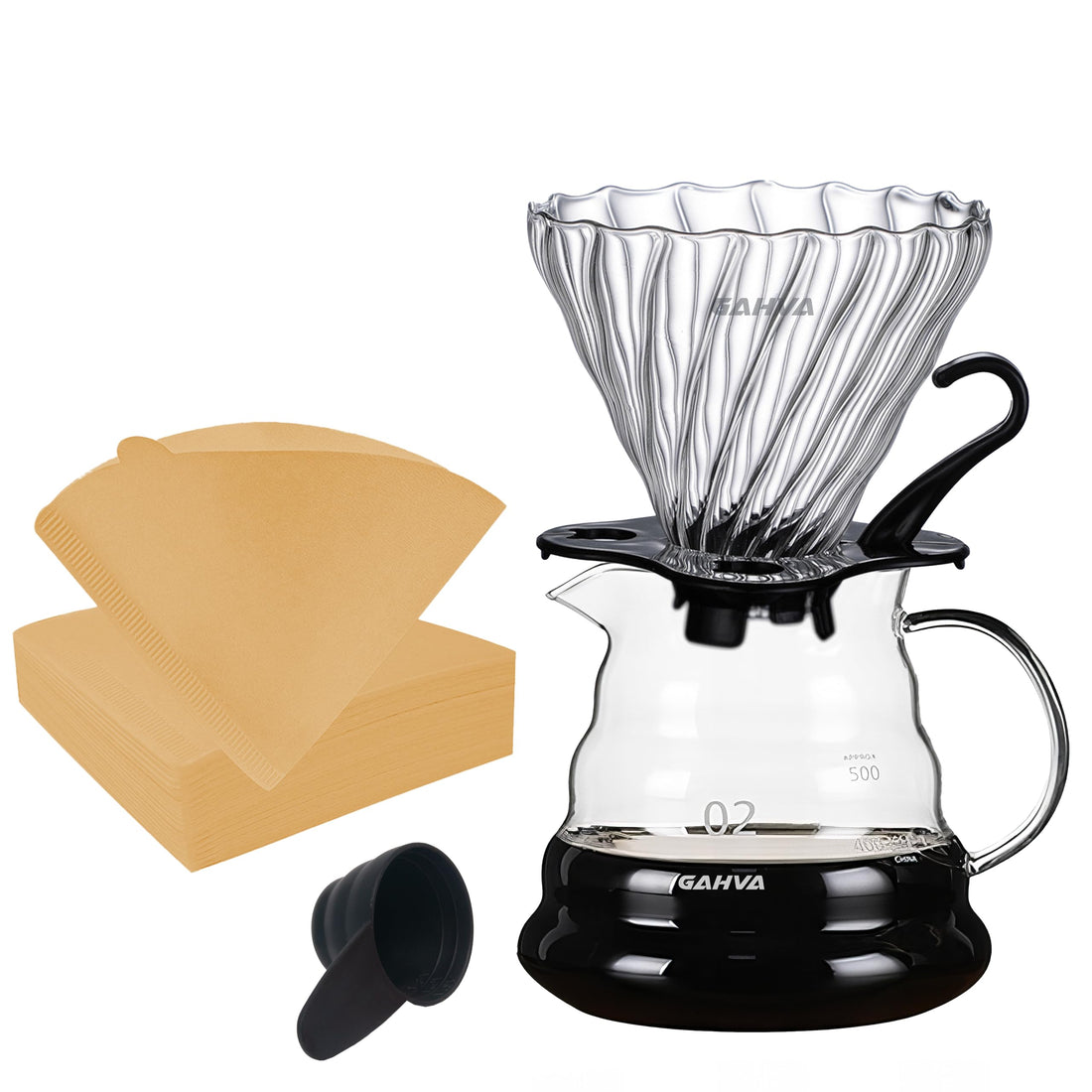 GAHVA V60 coffee set Pour Over Coffee Maker Set, v60 Coffee set Server Pot, with Drip Filter Elegant Coffee Dripper spoon v60 filter