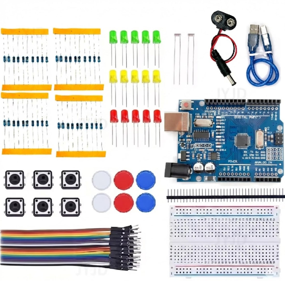 12-in-1 DIY Electronic Starter Kit for UNO R3 Arduino - Circuit Board Programming Education STEAM Learning Kit