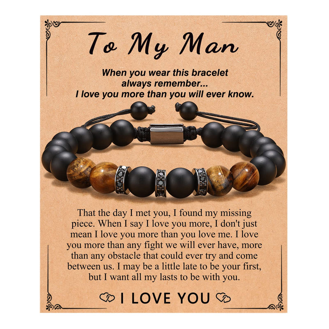 Mens Gifts for Boyfriend Husband Fiance Soulmate, To My Love Soulmate Grandpa Dad Son Grandson, Brother Anniversary Christmas Bracelet Gifts for Him, 5.5" to 11", Stainless Steel,