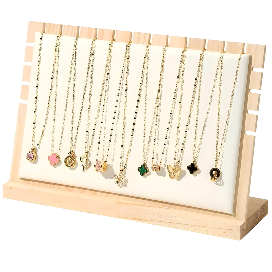 Necklace Hanging Stand - Large wooden display for jewelry, ideal for vendors, photoshoots, and retail displays with durable construction and natural wood texture. (Option 1)