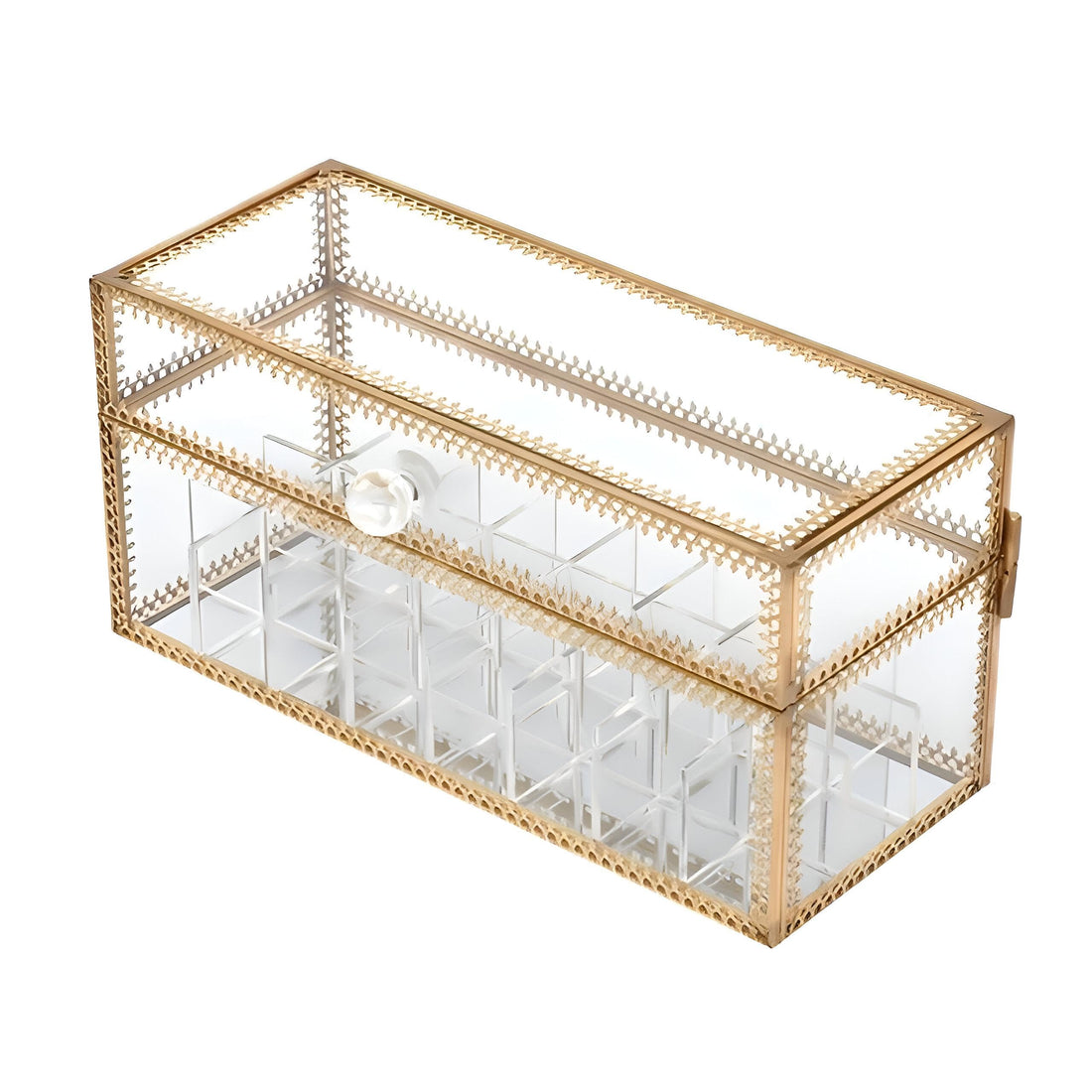 Clear Glass Makeup Organizer Holder with Dustproof Storage for Lip Gloss Lipstick Eyeliner Display Cabinet Countertop