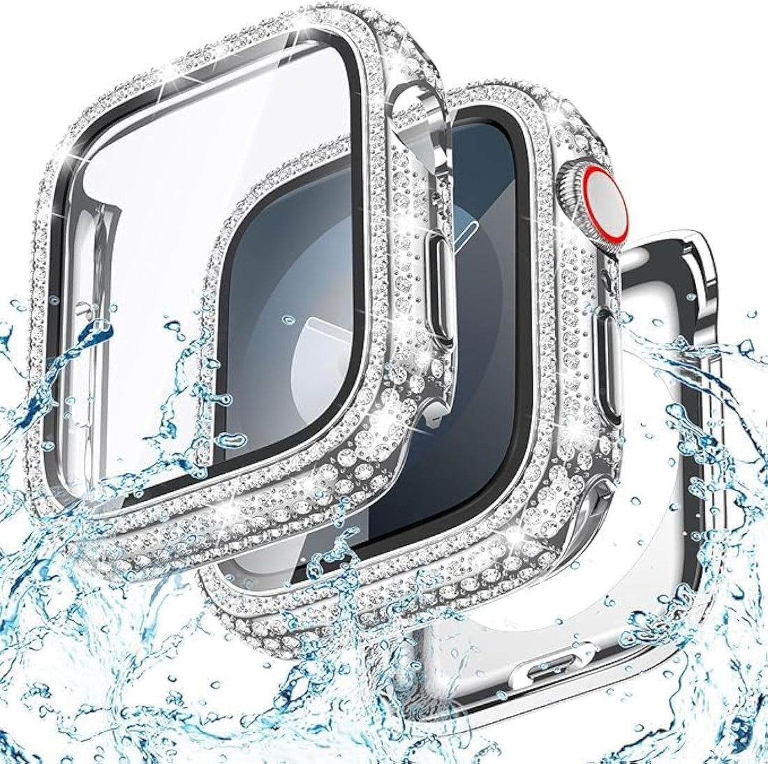 Next Store Compatible with Apple Watch Case 44mm Bling Diamond PC Protective Cover for Women Girls with Crystal and Bling Rhinestone - by Next Store (Silver)