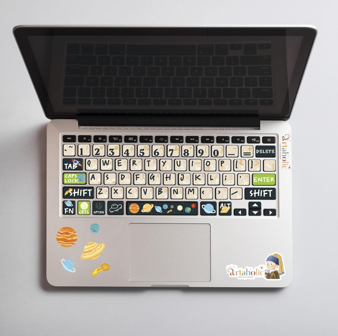 Artaholic - Keyboard Stickers - Arabic & English, Windows & macOS Compatible (Space)