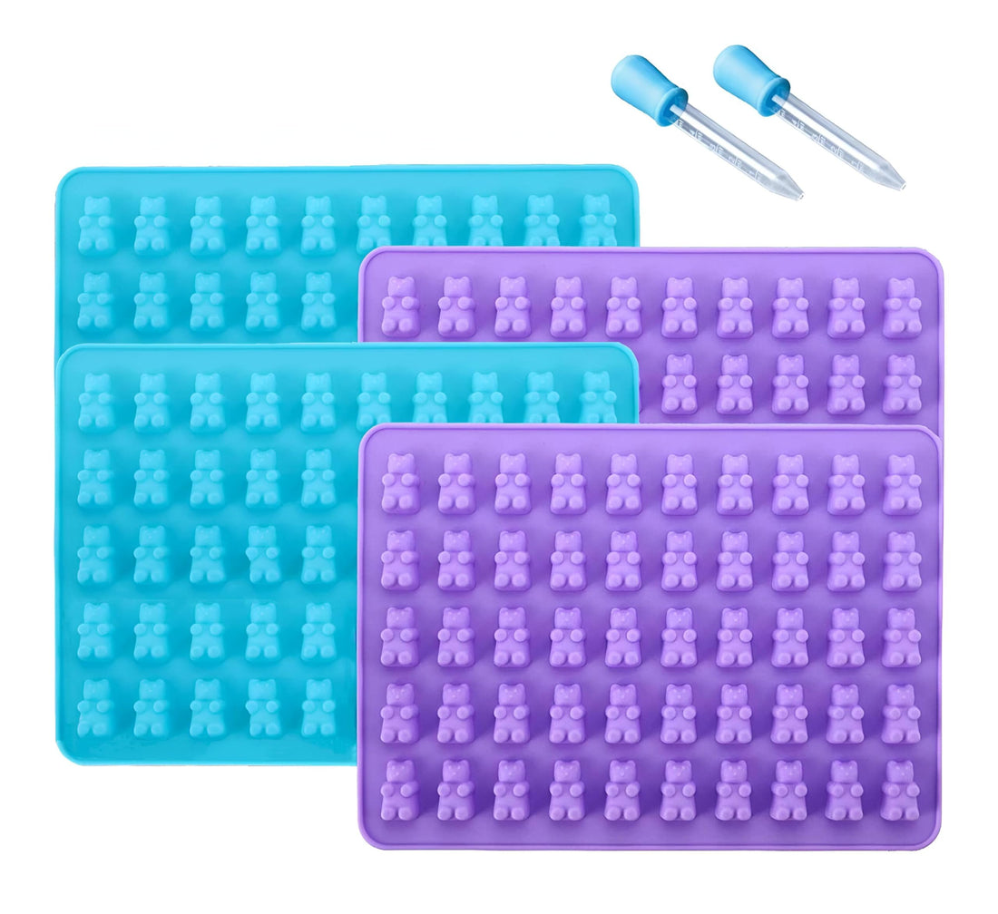 Gummy Bear Silicone Molds - Non-stick Gummy Candy Molds Made of Food Grade Silicone for Making Candy Easy and Fun at Home, Perfect for All Your Desserts with Dropper