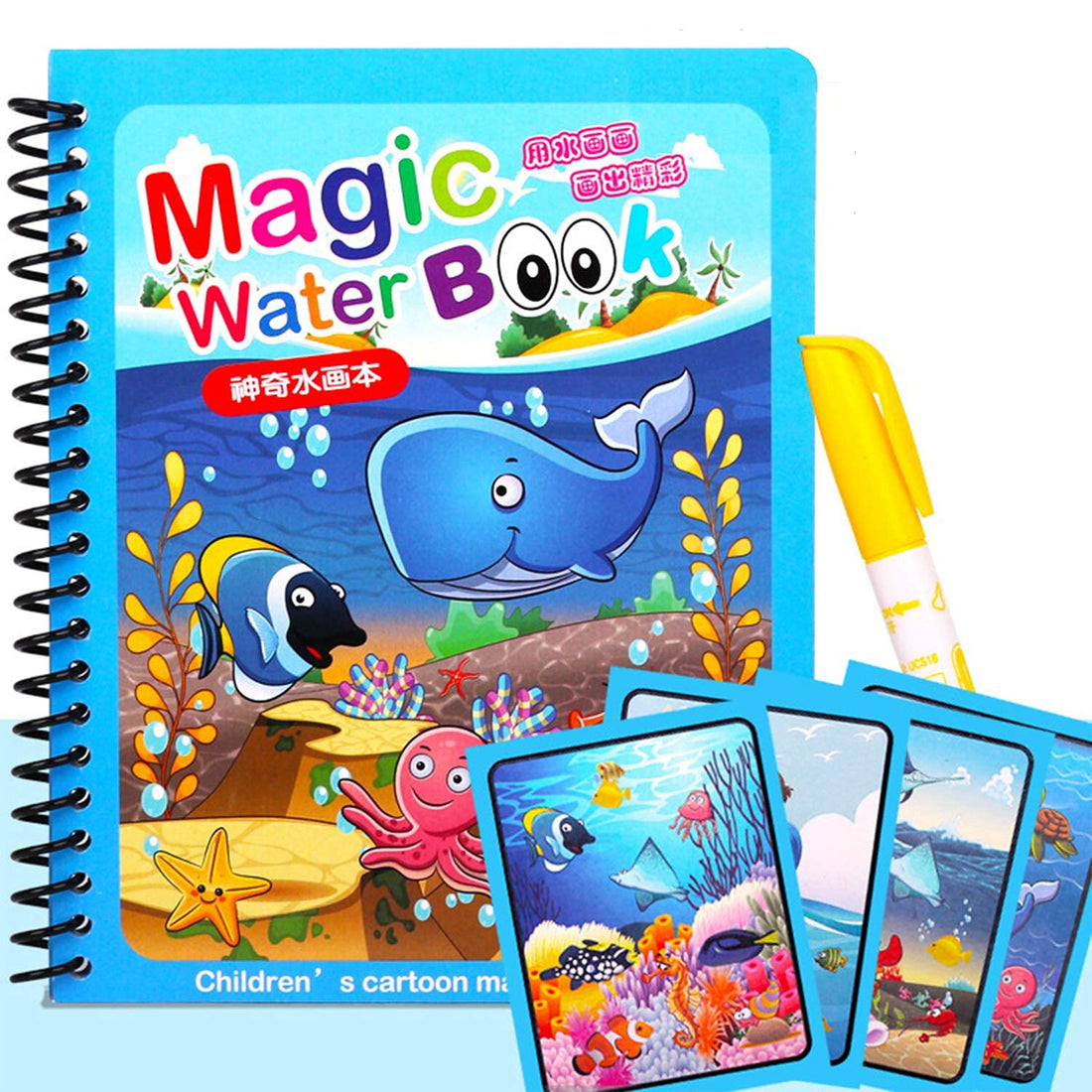 Beauenty Magic Water Book, Water Coloring Book, Doodling Paint with Water Magic Pen Painting Board For Children Education Drawing Toy,