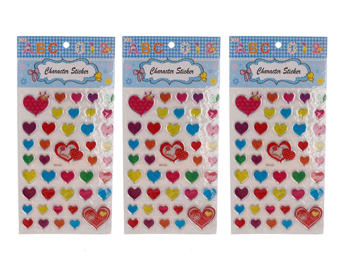 3A 21915-3 Hearts Plastic Stickers Set of 3 for Kids - Multi Color 21915-3 - 3A-5120-Multi Color23