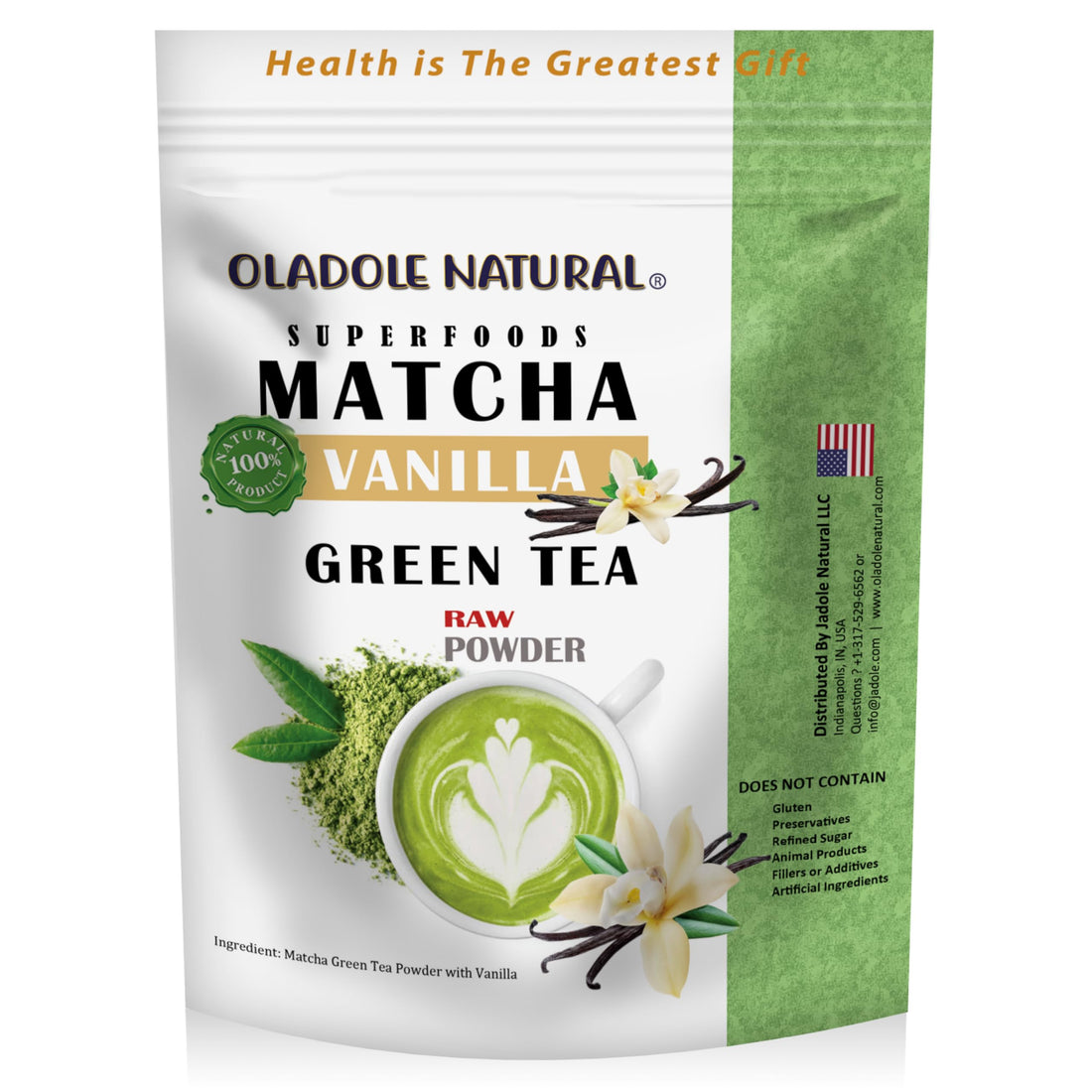 Oladole Natural Vanilla Matcha Green Tea Powder 50g | Powerful Superfoods Blend Matcha Powder with Natural Vanilla Flavor | Rich In Antioxidants, Boosts Energy, Supports Weight Loss, Relaxation