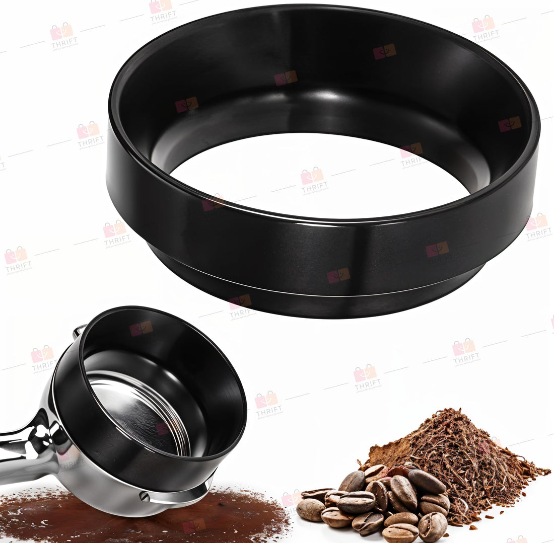 Thrift | Espresso Dosing Funnel with Magnet – Aluminum Coffee Dosing Ring – Mess-Free Accessory for Precise Tamping – Compatible with Breville, DeLonghi, Gaggia, More (Black, 51mm)