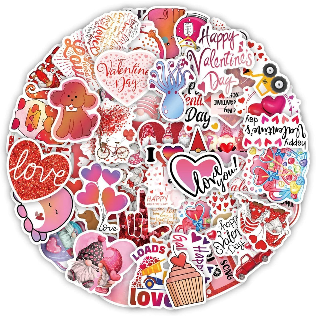 50pcs Valentines Day Stickers, Vinyl Waterproof Love Stickers for Laptop Water Bottles Scrapbook Skateboard Guitar Heart Romantic Valentine's Day Stickers…