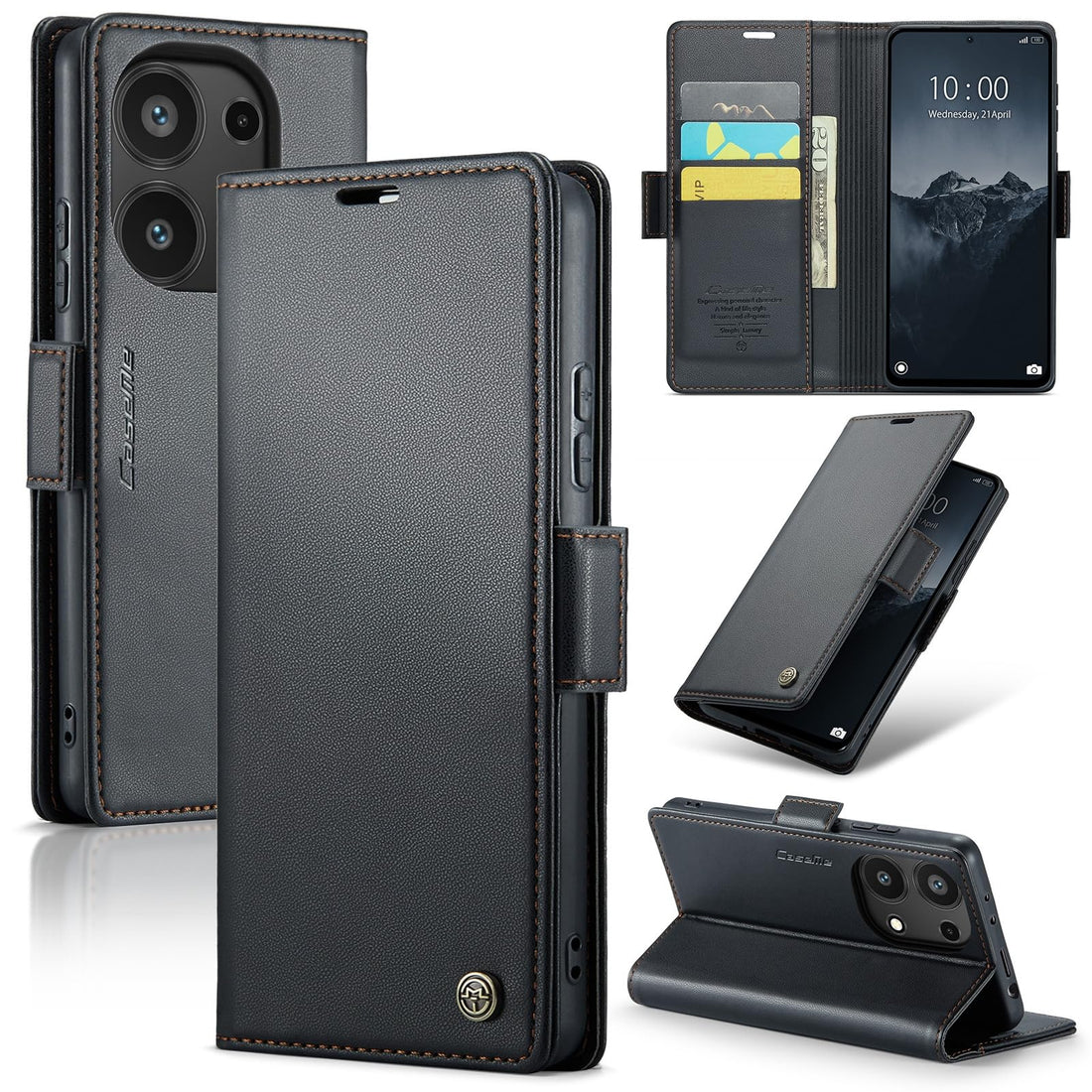 FASCINATION phone case compatible with Redmi note 13 pro 4G Case Multifunctional Horizontal Flip Premium PU Leather Case, with Card Slot & Holder & Wallet for Redmi note 13 pro 4G (Black)