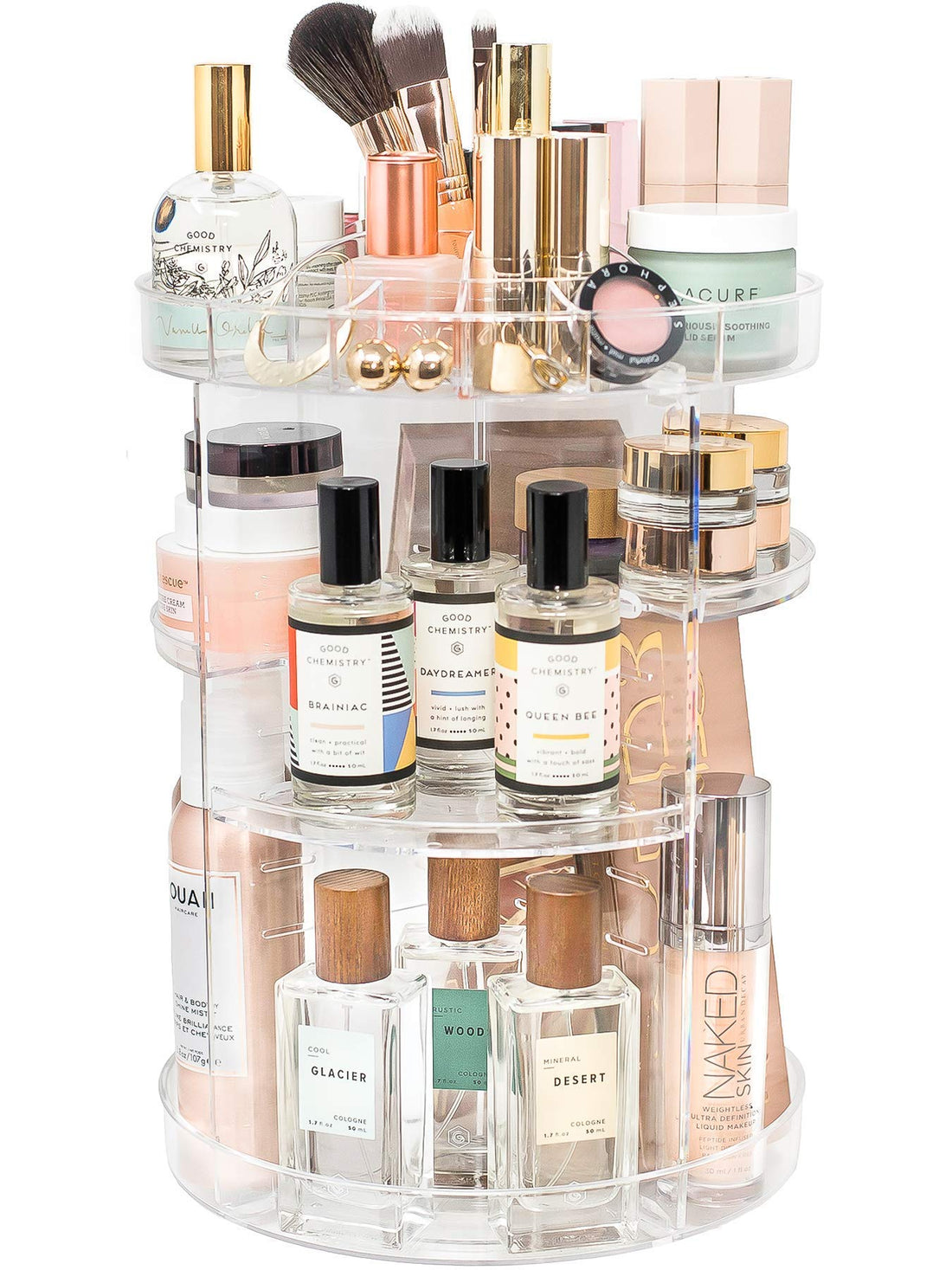 Generic SHOWAY Rotating Makeup Organizer | 360 Spinning Storage Display Case | Clear Acrylic Vanity & Bathroom Organizer for Skincare, Perfume, Cosmetic, Beauty, Make up and Essential Oil Products