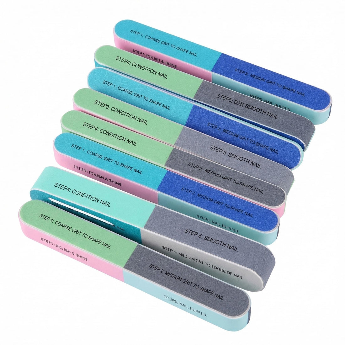 10PCS 7 Ways Professional Colourful Nail Buffing Block Manicure Pedicure Tool Emery Board Nail Art Care Buffing Buffer Sanding Files Shiny Block