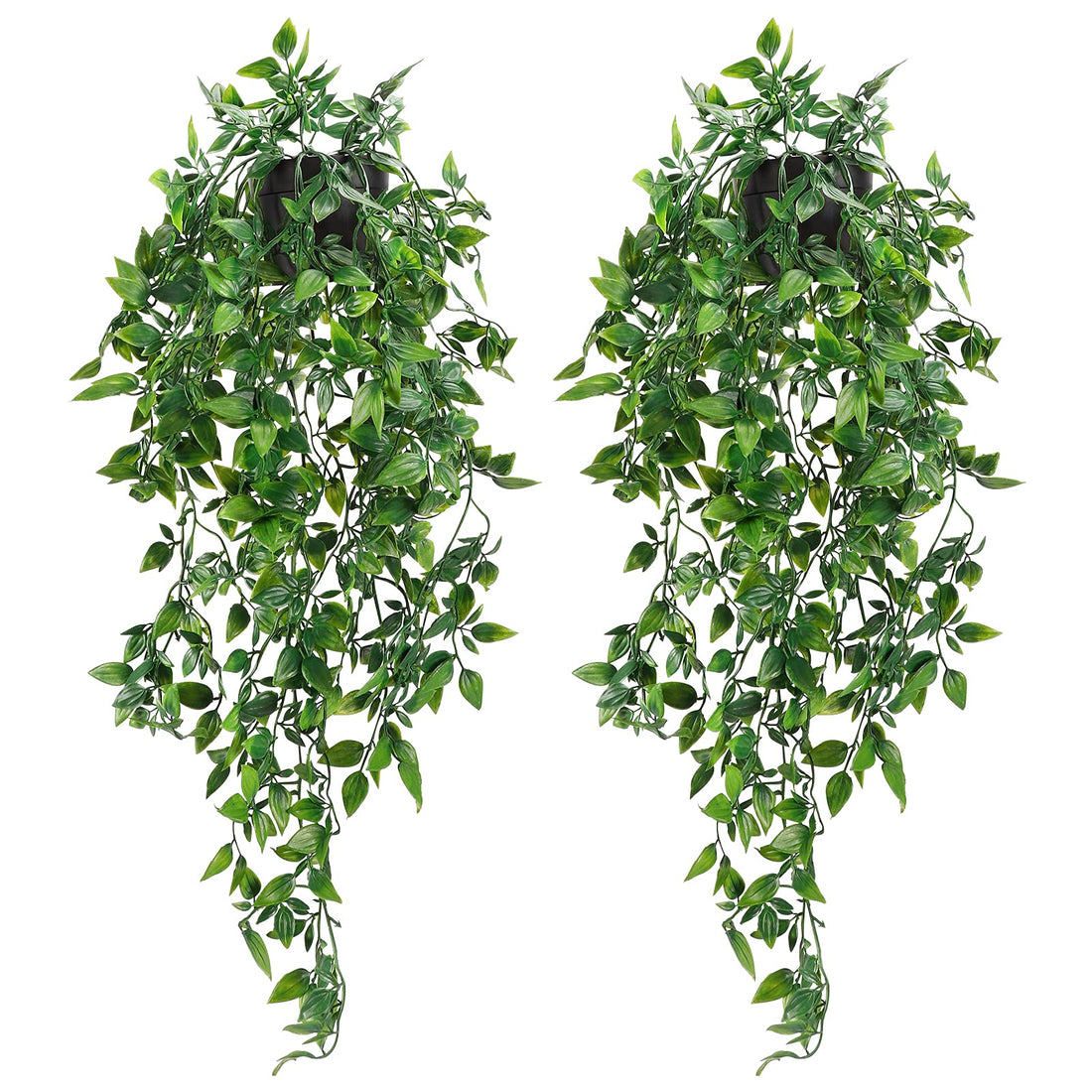 Whonline 2pcs Fake Hanging Plants, Artificial Potted Plants for Indoor Outdoor Aesthetic Office Living Room Shelf Decor