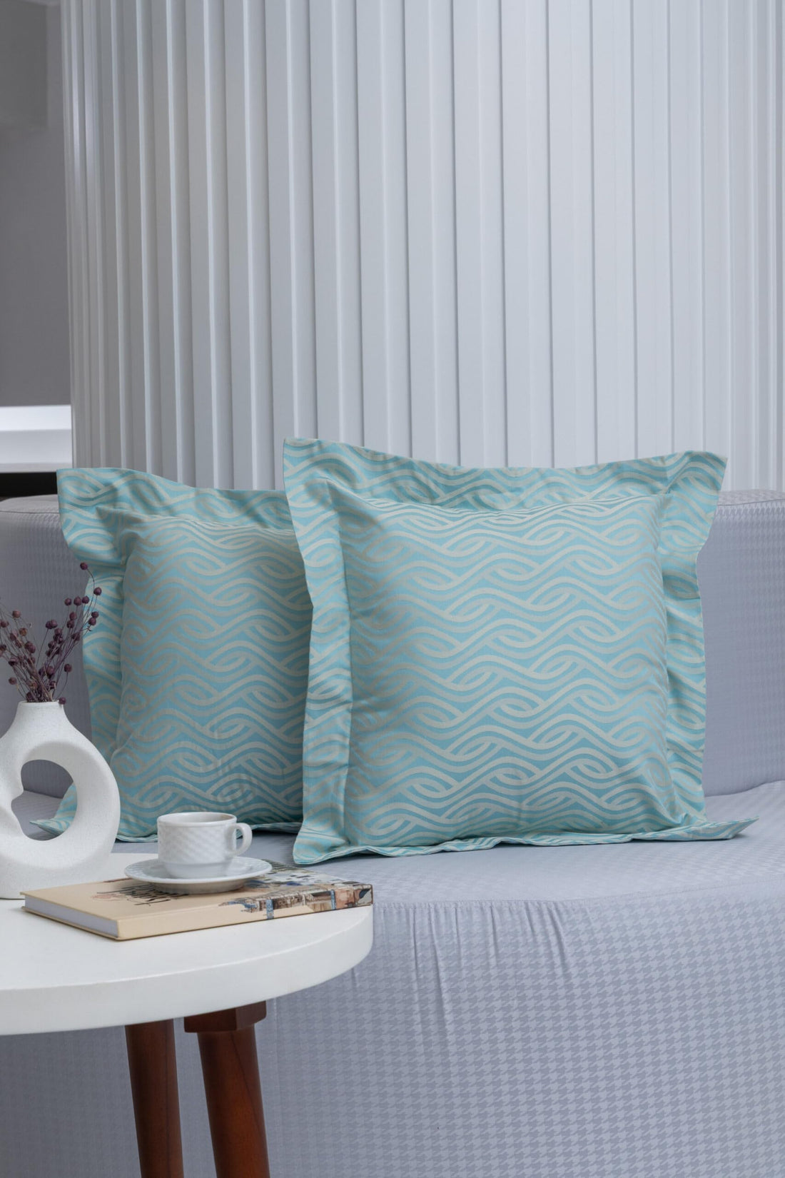 nit - Set Of 2 Mint Cushion -Jacquard - (800 TC) 100% Egyptian Cotton