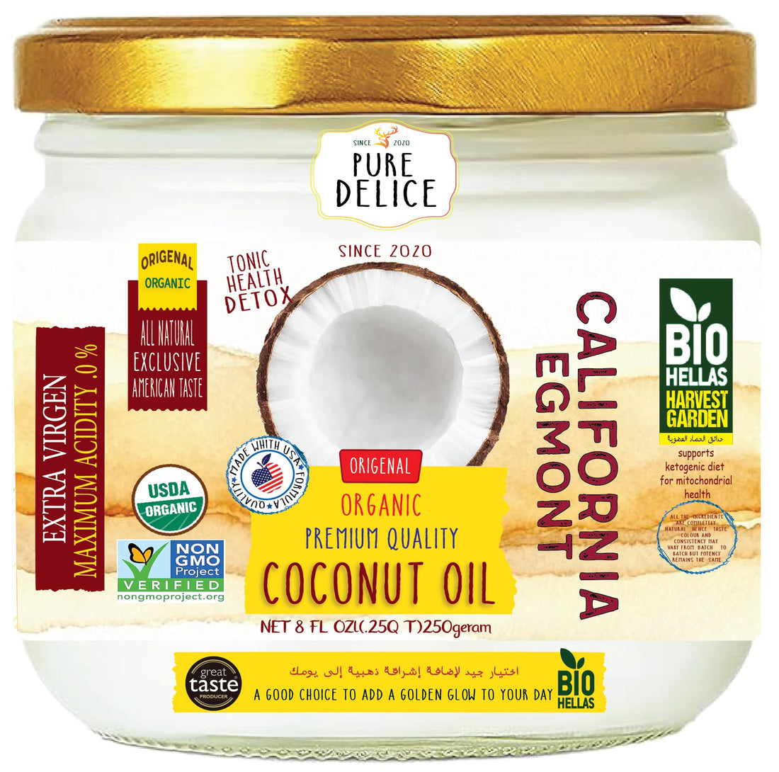 California Egmont Organic Extra Virgin Coconut Oil - Extracted & Cold Pressed Premium Quality Widely Used for Cooking, Baking, Skin Care, Hair Care (250g, Unscented)
