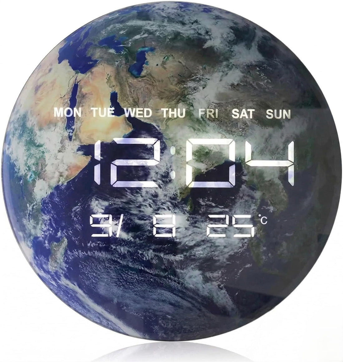TECHZONE 13" Digital LED Wall Clock with Calendar & Indoor Temperature | Auto-Dimming Night Mode | 12/24H Format | USB Powered | Wall & Desk Use