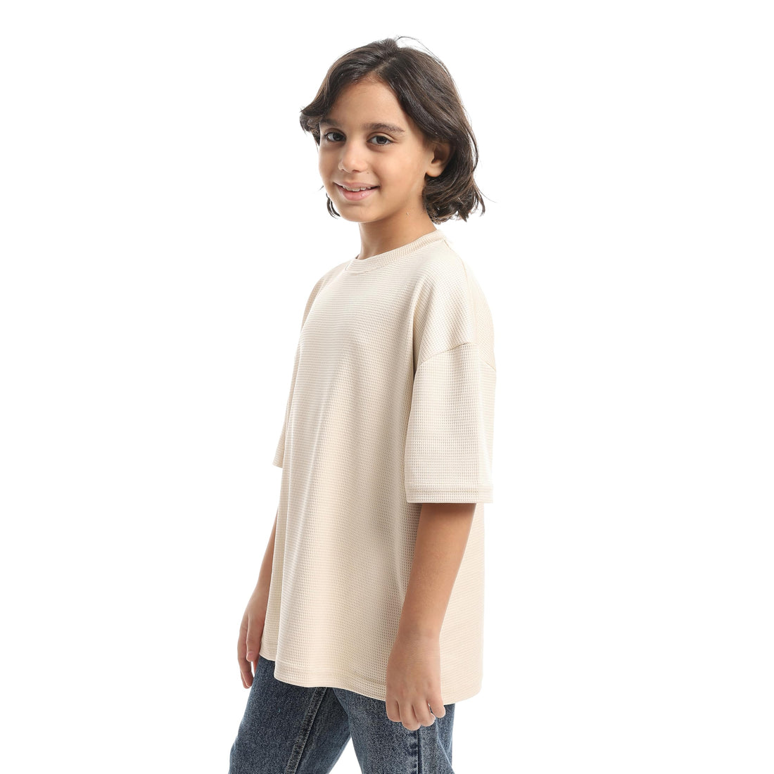 Boys Boys' T-shirt biscuit fabric with round neck Boys' T-shirt biscuit fabric with round neck