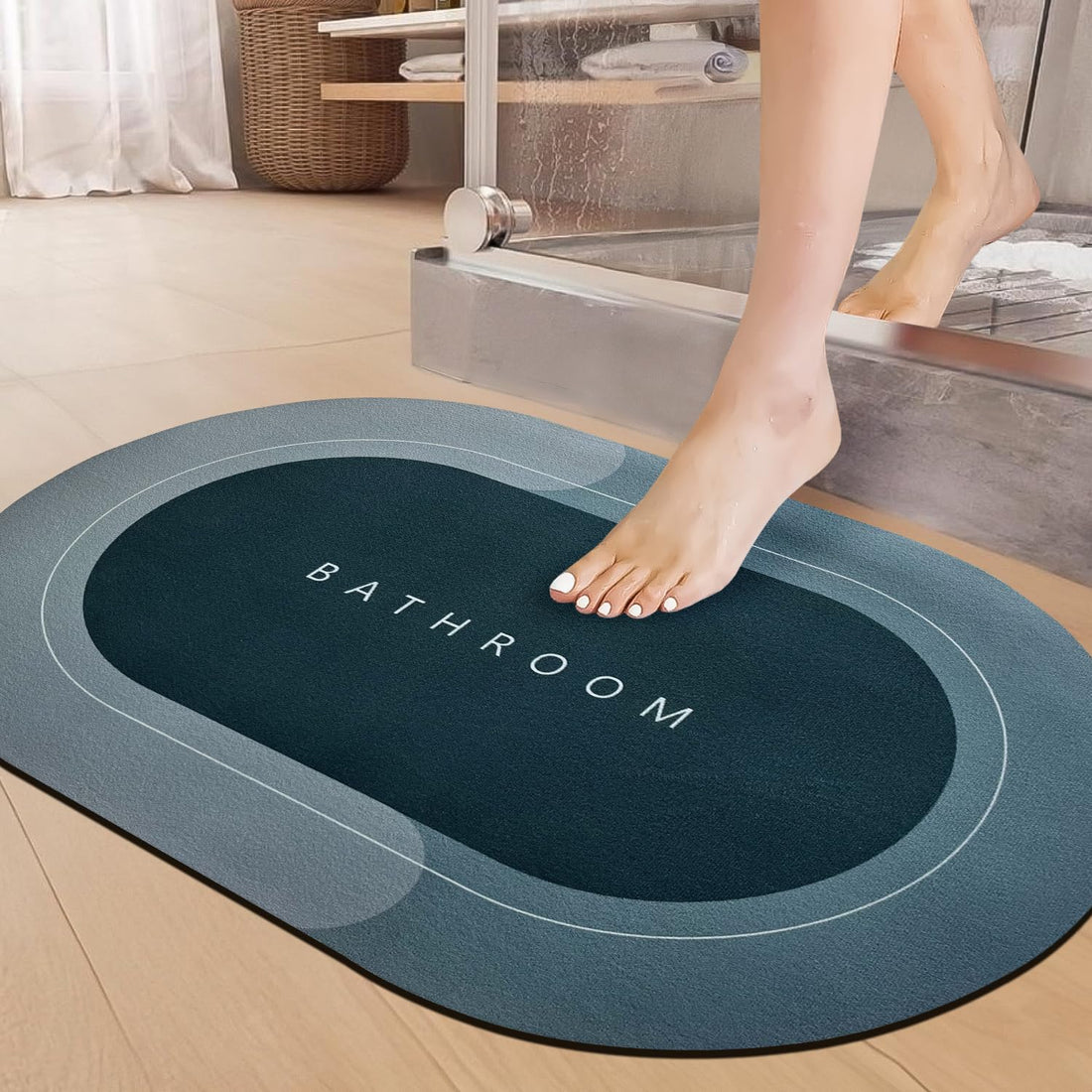 SITTELLA 3.5mm 1 Pc Rubber Bath Mat,Anti-Skid Water Soaking Bathroom Rug Door,Floor, Soft Quick Dry Water Absorbent Mat for Home Office 40x60cm-Green