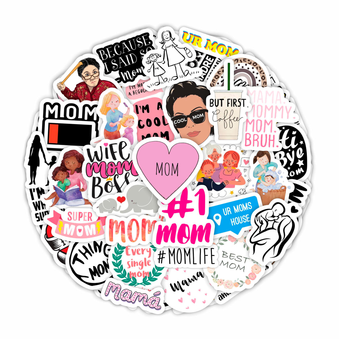100 Pcs Funny Mom Stickers for Water Bottles - Mama Sticker, Funny Gifts for Mom, Mother Stickers, Mothers Day Stickers