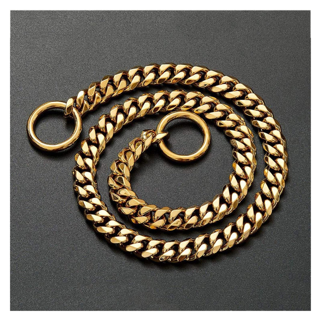 10mm Stainless Steel Dog Choke Chain Metal Training Pet Collars Gold Silver Slip Dogs Collar For Large Dogs Pitbull Bulldog dog chain collars (Color : Gold, Size : 18inch)
