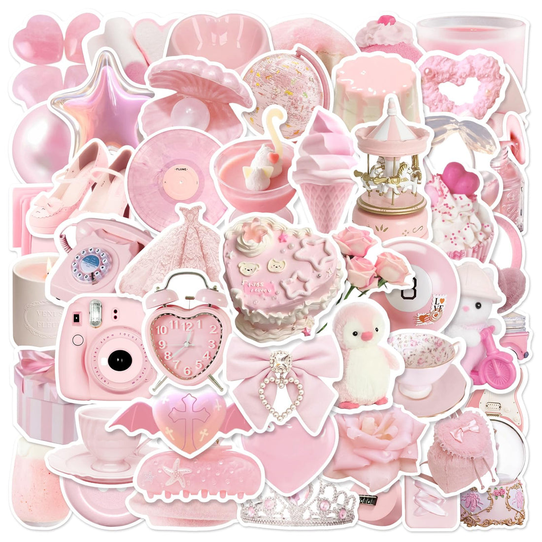Stickers Aesthetic Waterproof Laptop Stickers Decals for Water Bottle Vintage Scrapbook Stickers for Journals Supplies Journal Planners (Pale Pink)